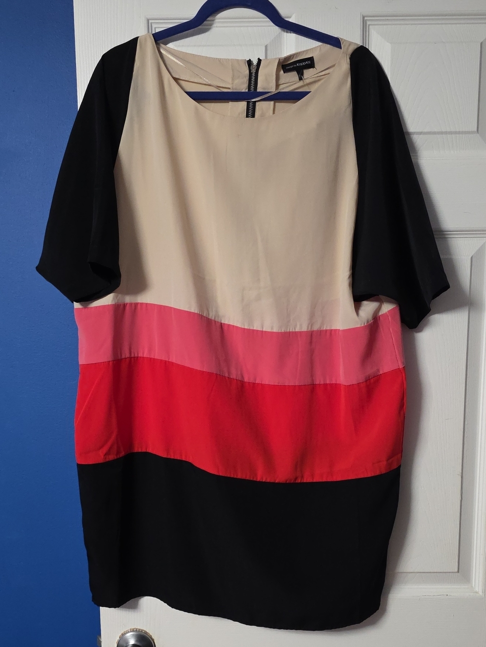 KappAhl Cream Shift Dress with Black Label Detail